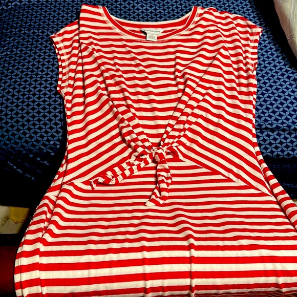 Liz Claiborne red and white striped dress - Picture 1 of 3